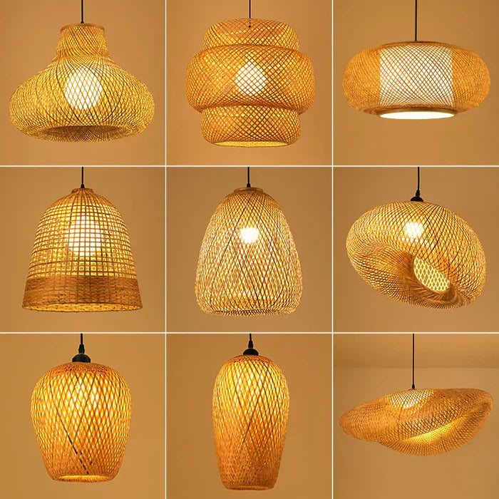 Ręcznie robiona lampa wisząca z rattanem - RayaLicht