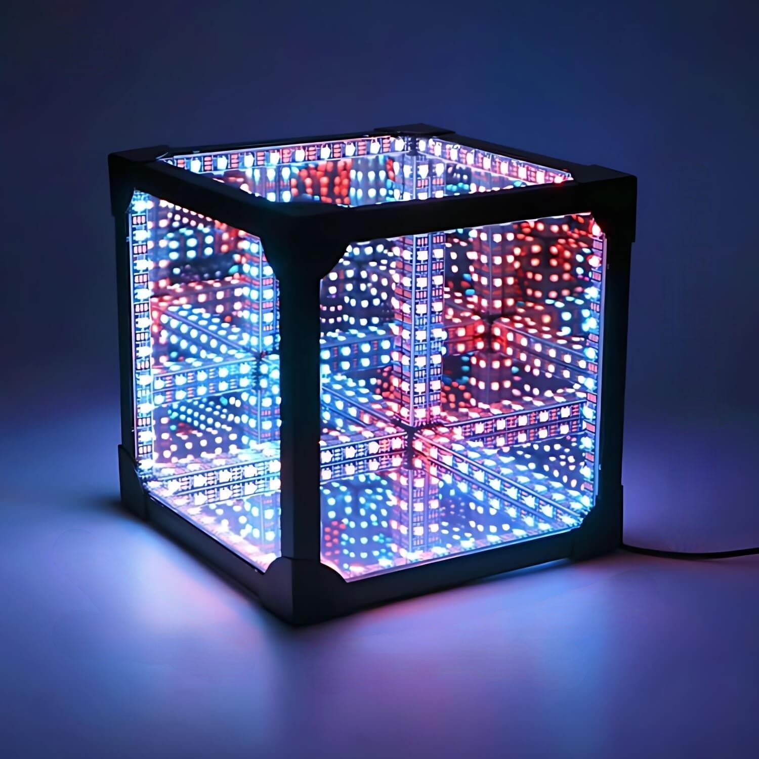 3D LED Kula Świetlna z Iluzją Głębi – LumaCore-Sześcian 20x20x20cm-Trend Polska