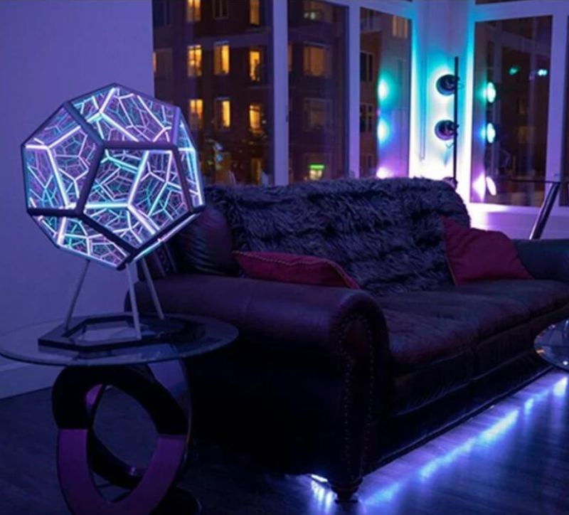3D LED Kula Świetlna z Iluzją Głębi – LumaCore-12-ścian 20x20x20cm-Trend Polska