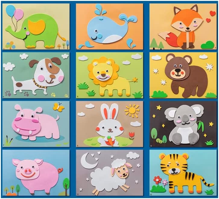 3D Piankowe Puzzle Naklejkowe - PuzzlePal-Urocze Zwierzęta (Zestaw 12)-Trend Polska