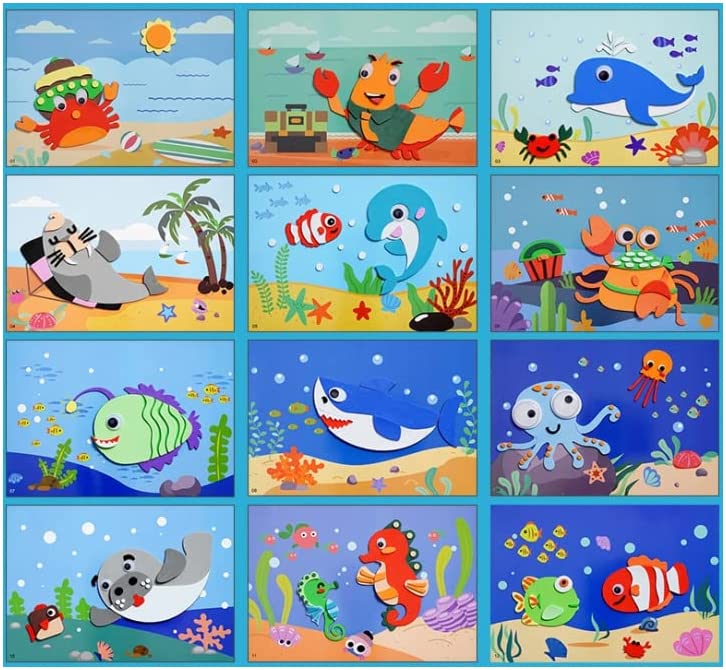 3D Piankowe Puzzle Naklejkowe - PuzzlePal-Zwierzęta Oceanu (Zestaw 12)-Trend Polska