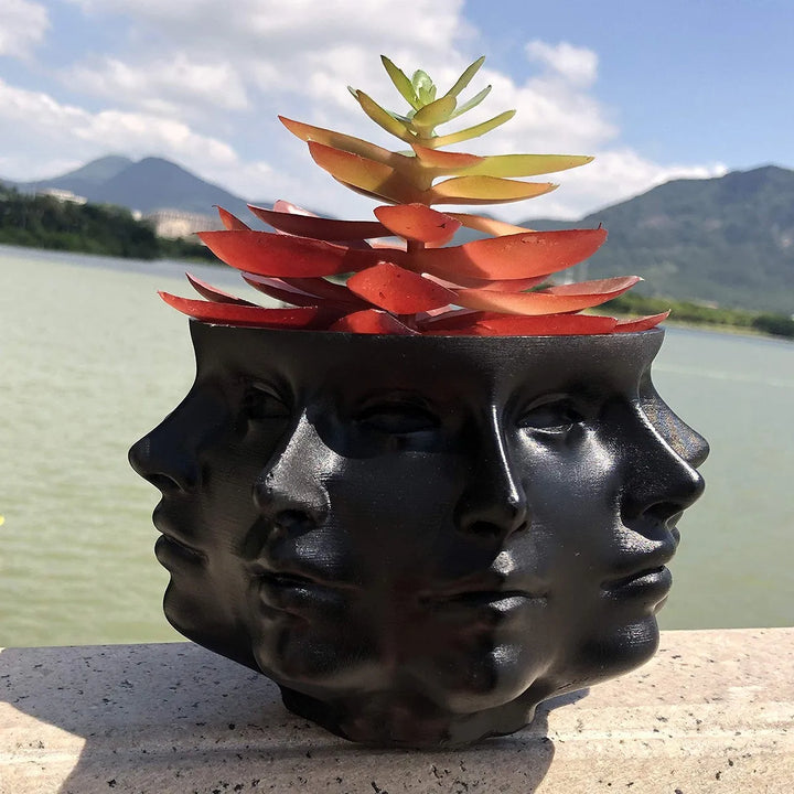 3D Twarz Doniczka - FaceBloom-Czarny-Trend Polska