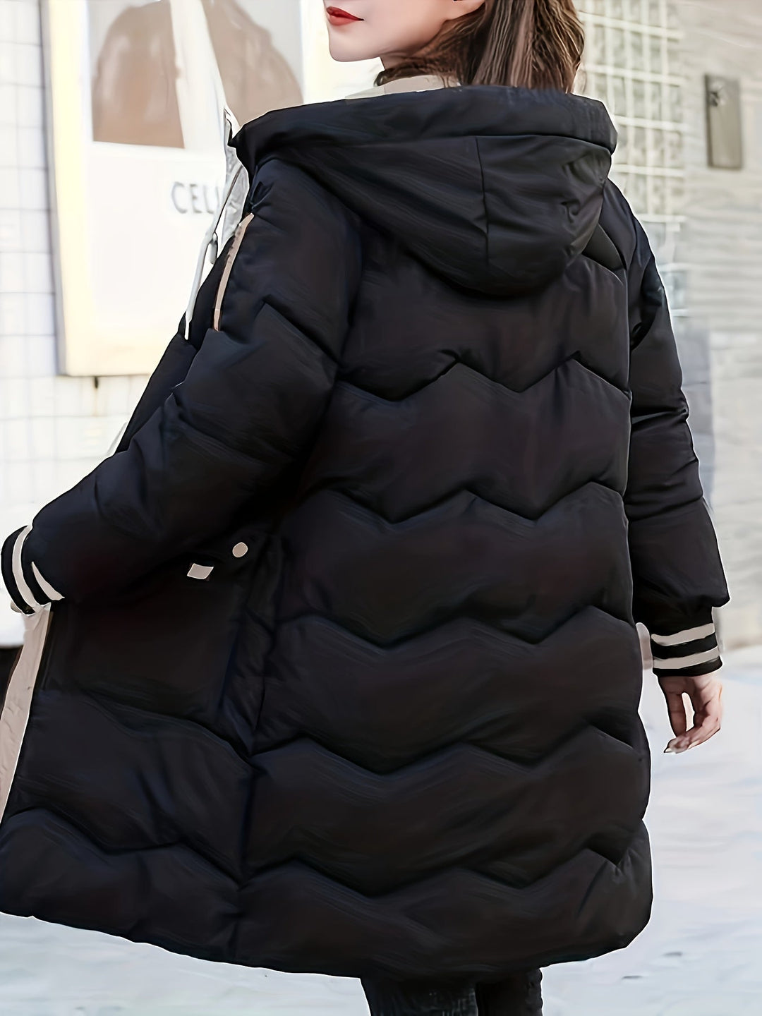 Ciepła pikowana hoodie z zamkiem - Valencia