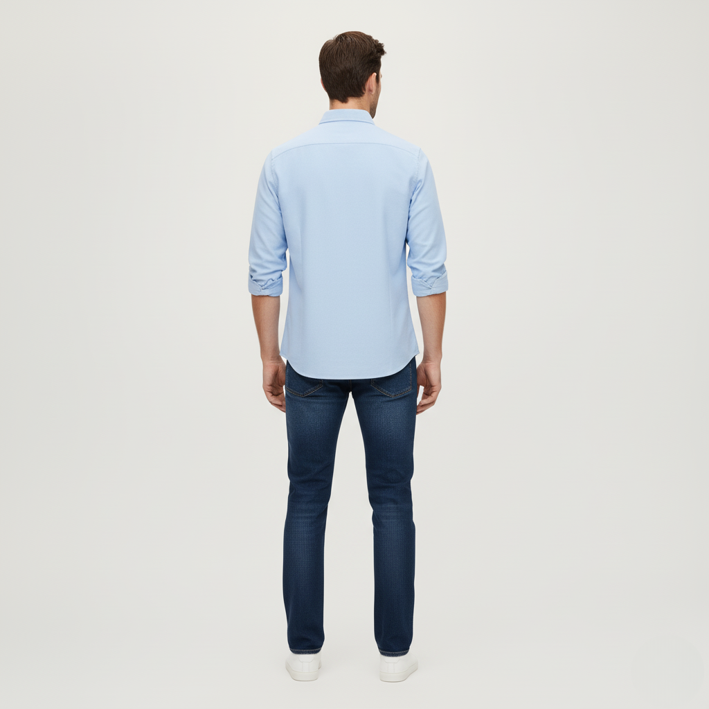 Męska Niebieska Koszula Nakładana