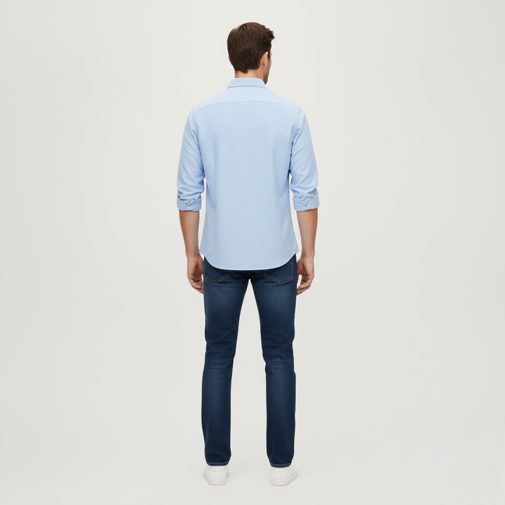 Męska Niebieska Koszula Nakładana