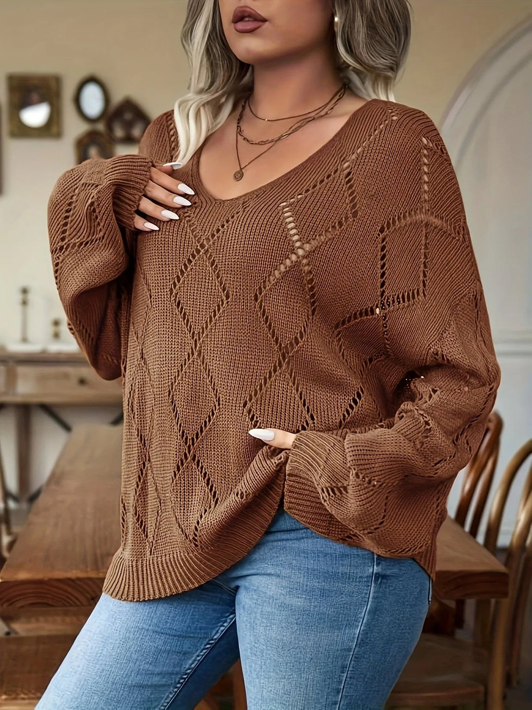 Damski oversize sweter w rozmiarze plus – Marietta