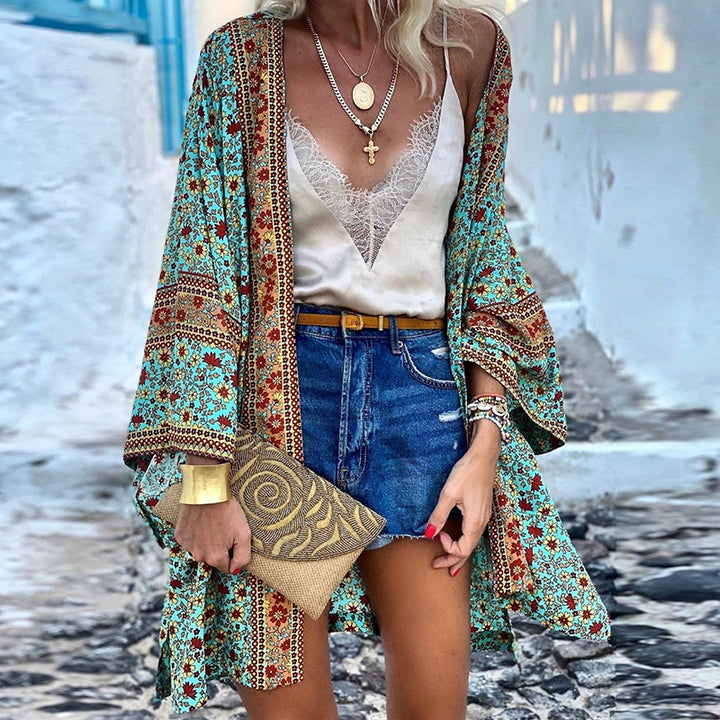 Modna boho sweter damski z wzorem – Elara