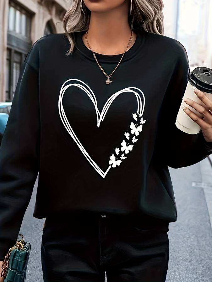 Damski sweter z nadrukiem serca – Bonny