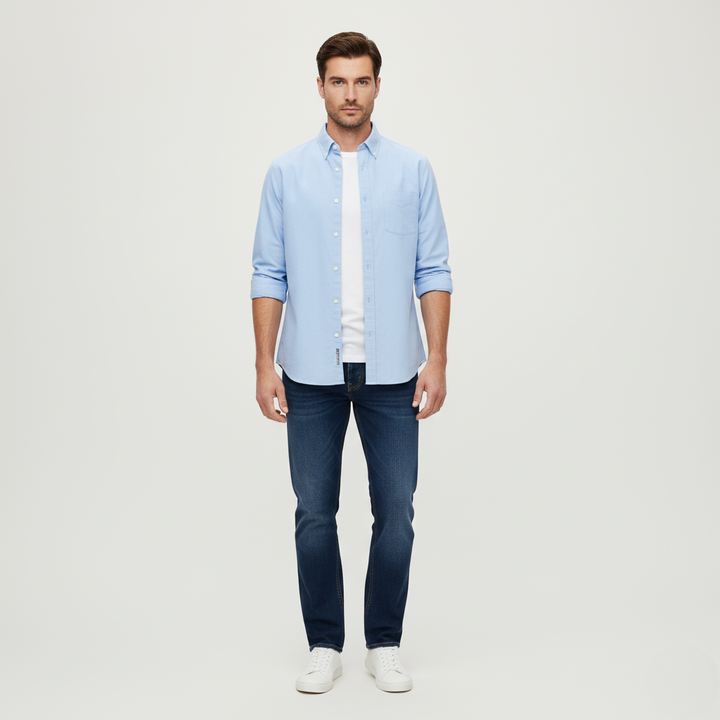 Męska Niebieska Koszula Nakładana