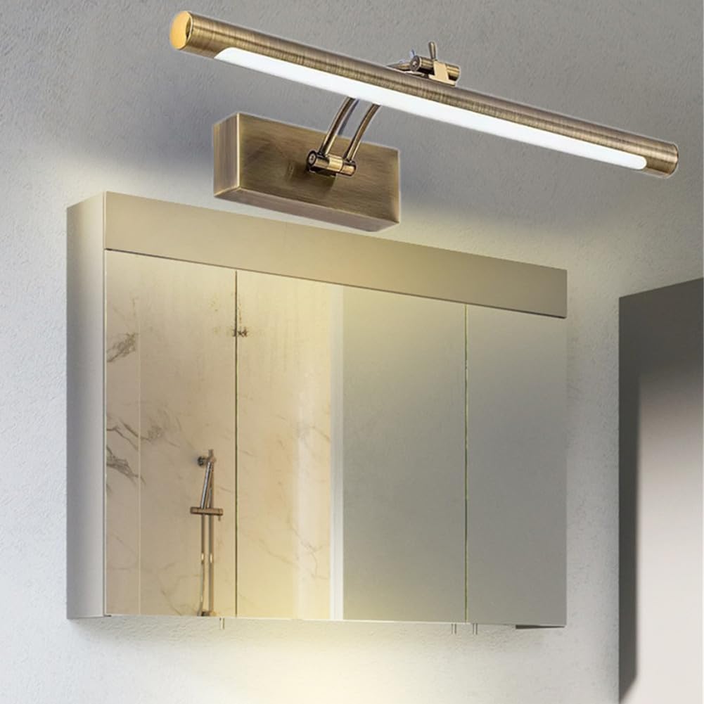 Lampa z rurą świetlną nad lustrzaną szafką łazienkową ze zdobieniami marmuru 7