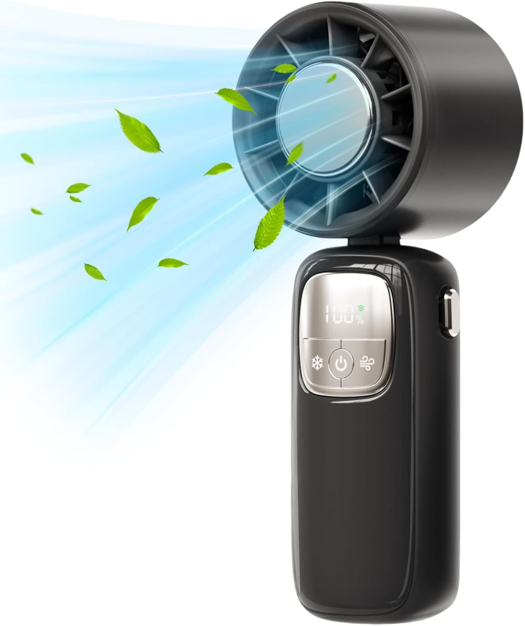 Przenośny składany wentylator ręczny z wyświetlaczem LED 100 prędkości