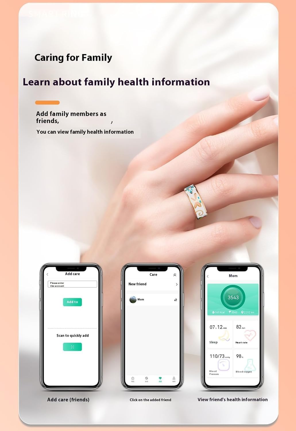 Smart Enamel Wellness Ring – Fitness i śledzenie snu dla iOS i Android – Aurina