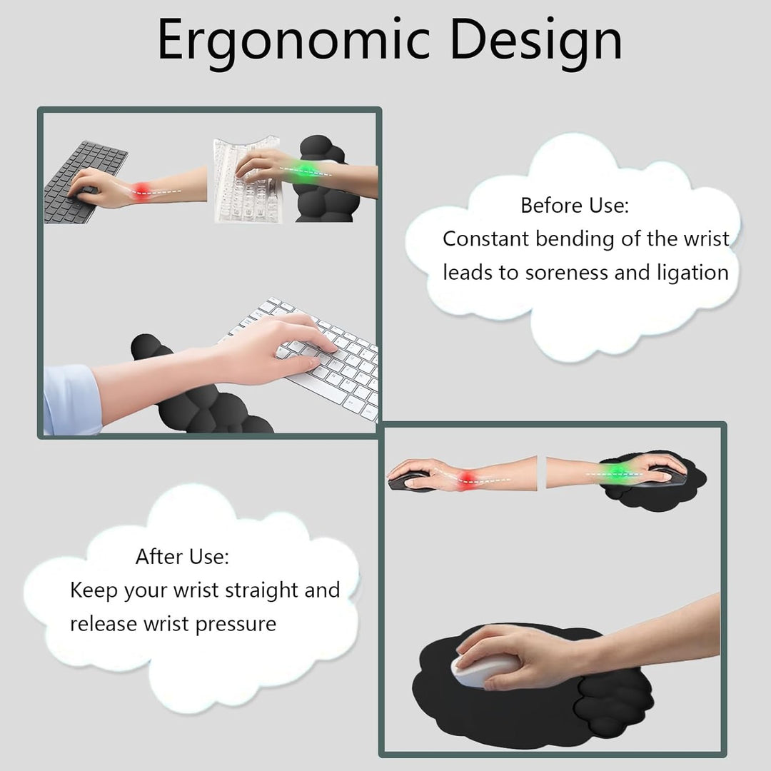 Chmurowa ergonomiczna podkładka pod nadgarstek z podkładką pod mysz i podstawką – Zeyora