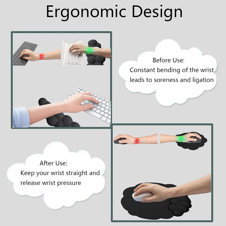 Chmurowa ergonomiczna podkładka pod nadgarstek z podkładką pod mysz i podstawką – Zeyora