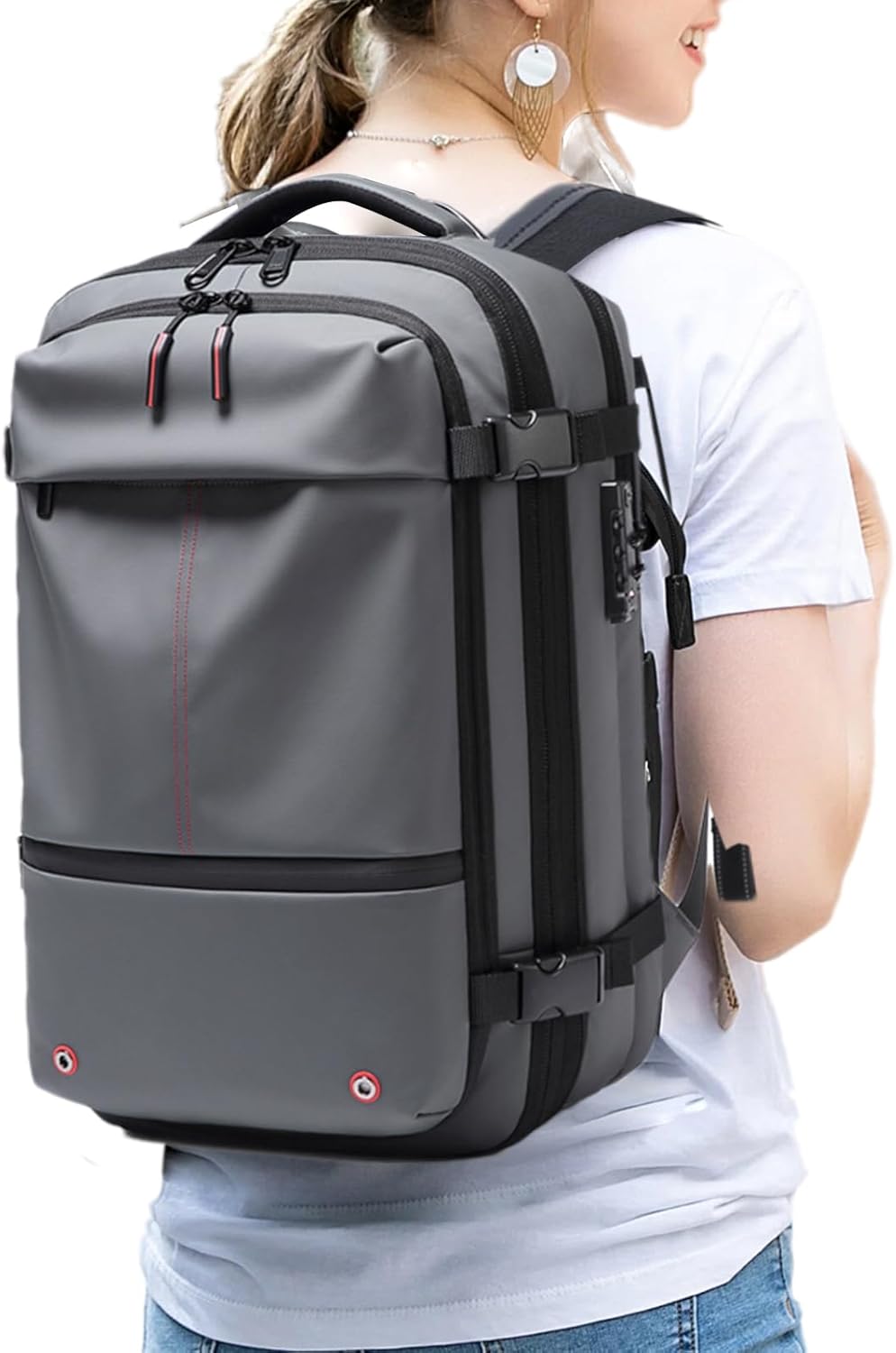 Odkurzacz plecakowy – Rozszerzana wodoodporna torba podróżna 60L z kieszenią na laptop – Trivora