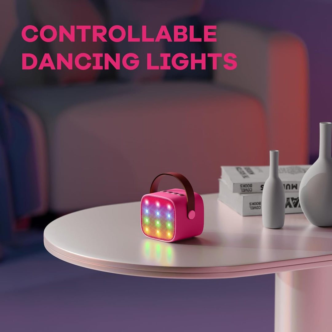 Przenośna mini maszyna karaoke z głośnikiem Bluetooth i 2 bezprzewodowymi mikrofonami – Veylo