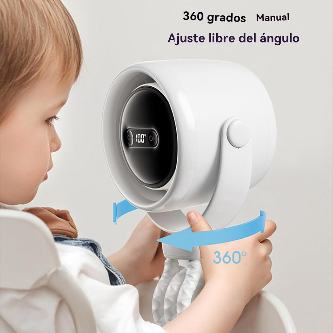 Rechargeable clip-on stroller fan with night light 100 speeds