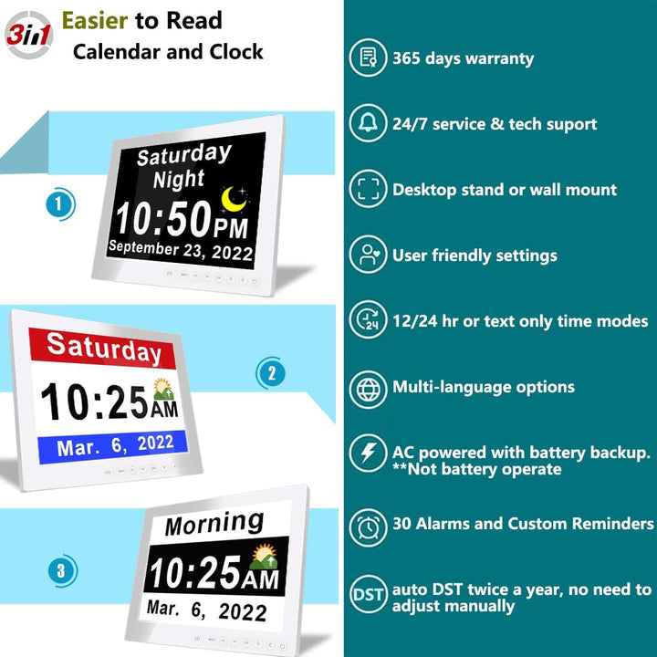 11,5-calowy cyfrowy kalendarz dzienny z 19 przypomnieniami – Claryon