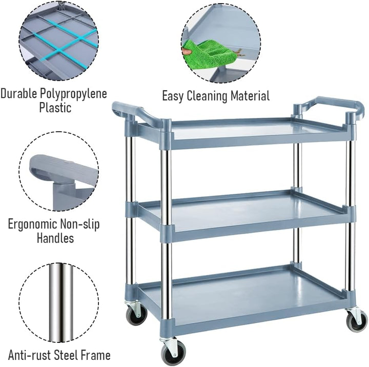 3-poziomowy wózek serwisowy z blokowanymi kołami – ServePro