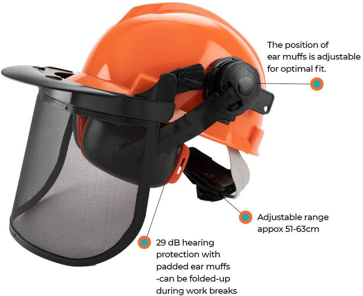 Kask ochronny z osłoną na twarz i ochroną słuchu – ArborMax
