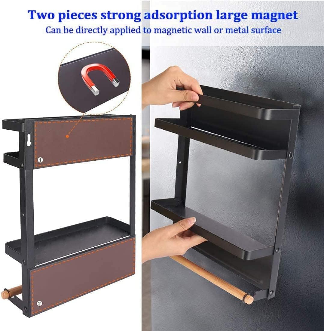 Magnetowy organizator przypraw na lodówkę z uchwytem na ręcznik papierowy – Oryden