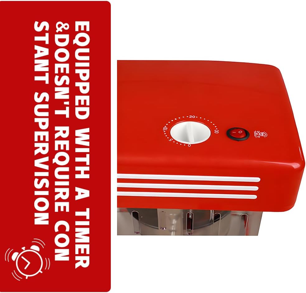 Retro Red elektryczny stół – maszyna do popcornu z timerem – Calvano