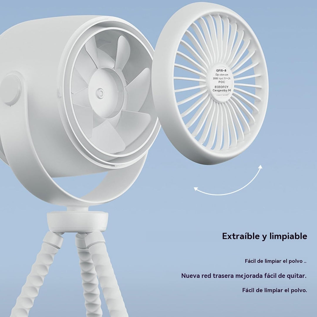 Rechargeable clip-on stroller fan with night light 100 speeds