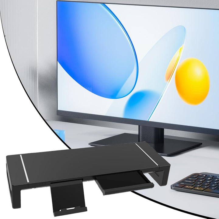 Regulowany stojak na monitor z szufladą – Stravon