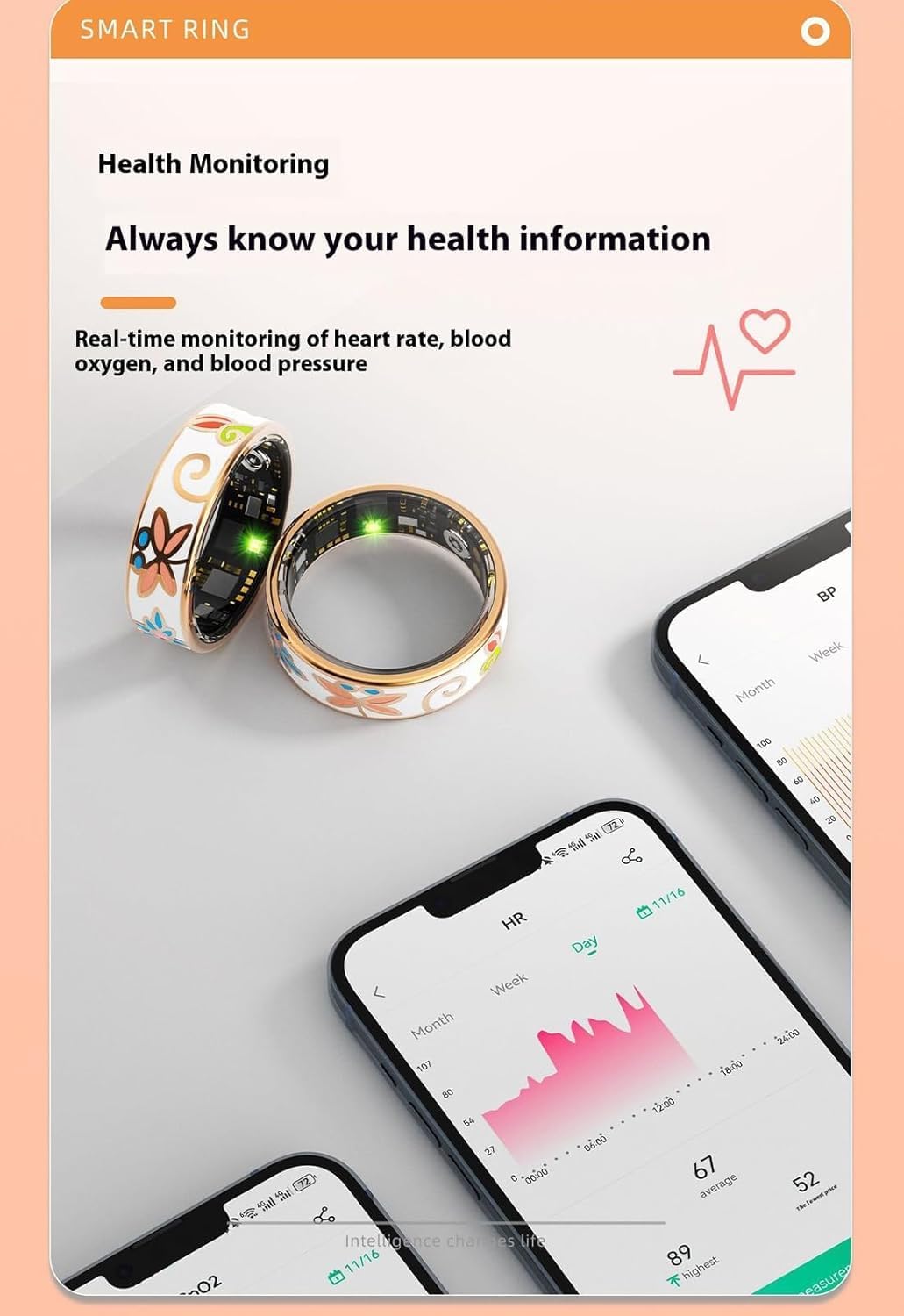 Smart Enamel Wellness Ring – Fitness i śledzenie snu dla iOS i Android – Aurina