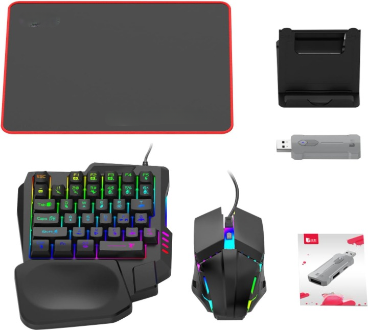 RGB Gamingowa klawiatura i zestaw myszy - ergonomiczny zestaw adapterów kontrolera - Zyvorn