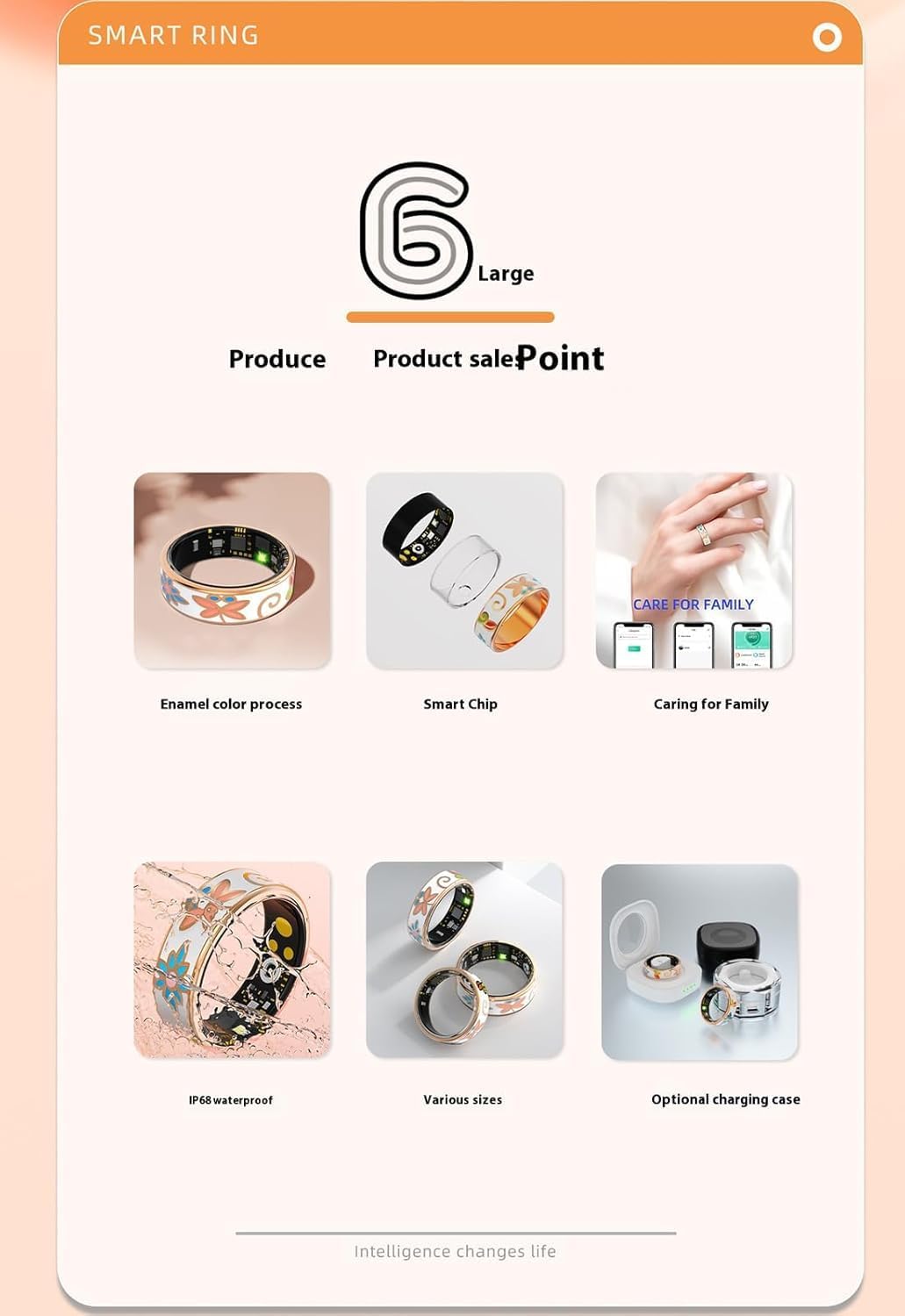Smart Enamel Wellness Ring – Fitness i śledzenie snu dla iOS i Android – Aurina