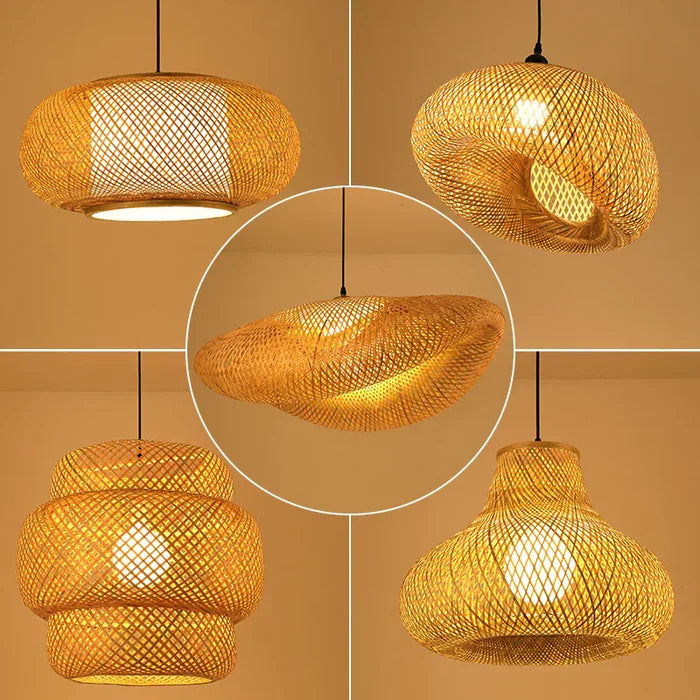 Ręcznie robiona lampa wisząca z rattanem - RayaLicht