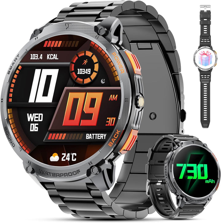 Militarna smartwatch dla mężczyzn z ekranem HD 1,85" i latarką