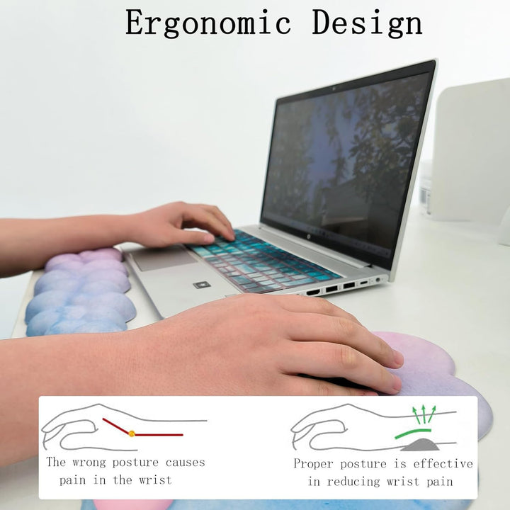 Chmurowa ergonomiczna podkładka pod nadgarstek z podkładką pod mysz i podstawką – Zeyora