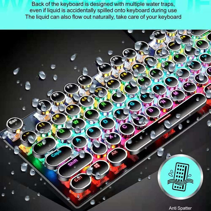 87-klawiszowa mechaniczna klawiatura gamingowa z podświetleniem RGB, z niebieskimi switchami