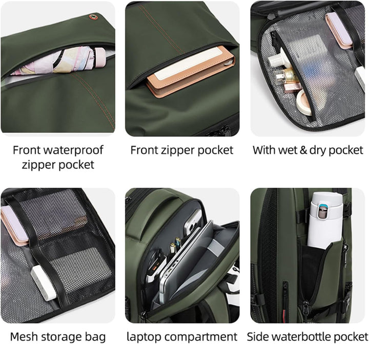 Rozszerzalny i wodoodporny plecak podróżny z kompresją próżniową – Arvid