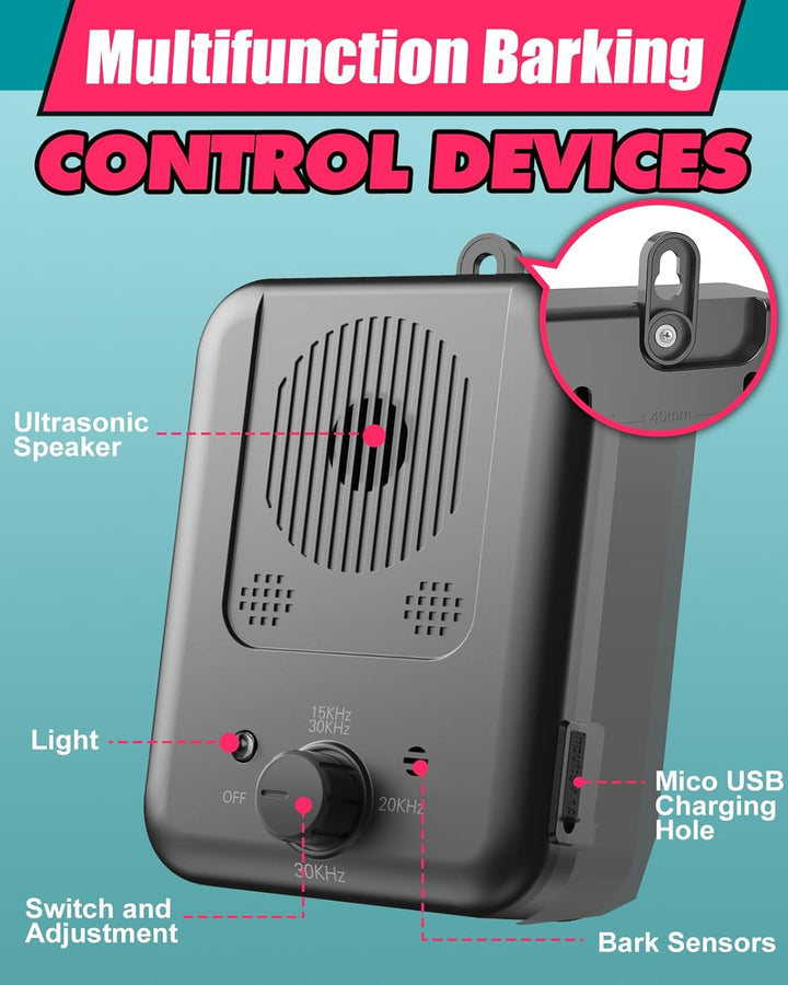 Ładowalne urządzenie ultradźwiękowe do odstraszania psów o zasięgu 15 m – Calvero