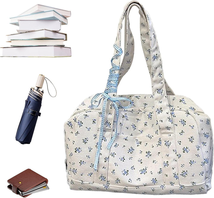 Torba Duffle – Duża torba weekendowa z płótna z akcentami w postaci wstążki – Floria