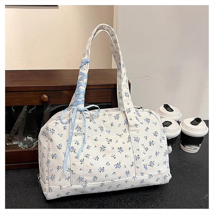 Torba Duffle – Duża torba weekendowa z płótna z akcentami w postaci wstążki – Floria