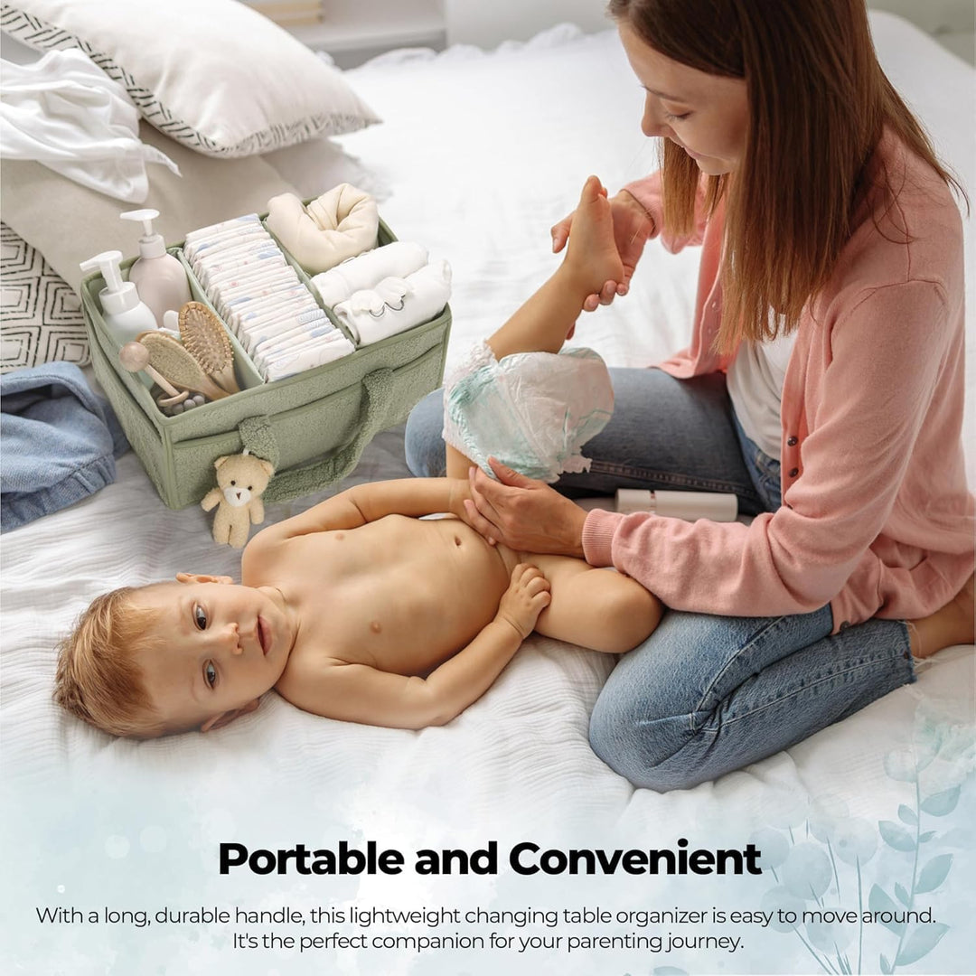 Baby Nappy Caddy Organizer – Pluszowy kosz do przechowywania Sherpa z przegrodami – Elvoria