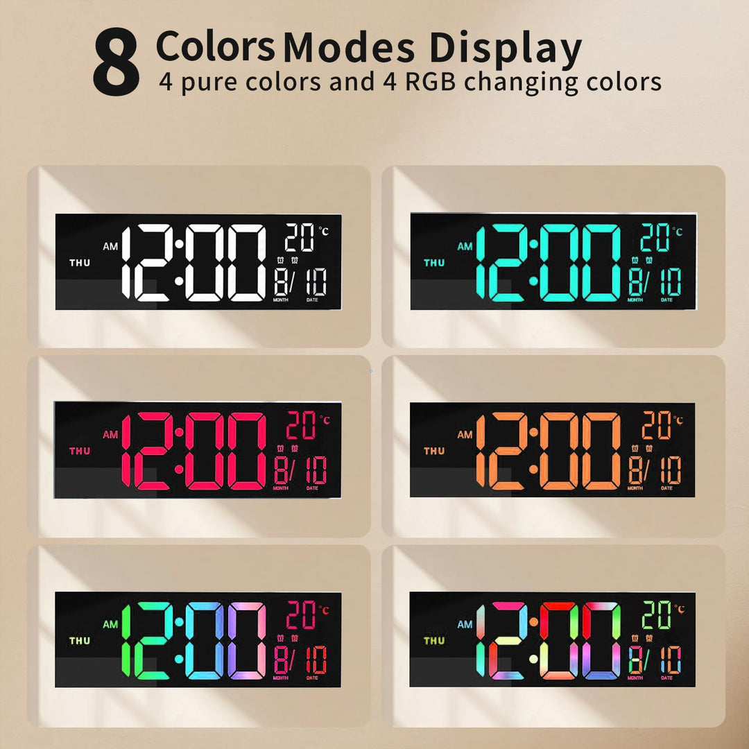 41 cm cyfrowy zegar ścienny i biurkowy RGB z pilotem – Lumeris