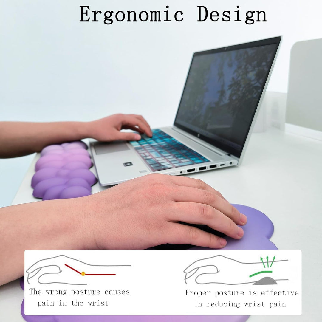 Chmurowa ergonomiczna podkładka pod nadgarstek z podkładką pod mysz i podstawką – Zeyora