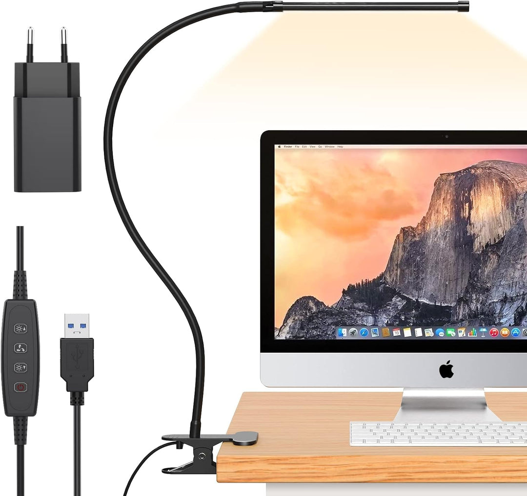 77 Lumenowa lampa biurkowa z zaciskiem, z zasilaniem USB i elastycznym ramieniem – Serava