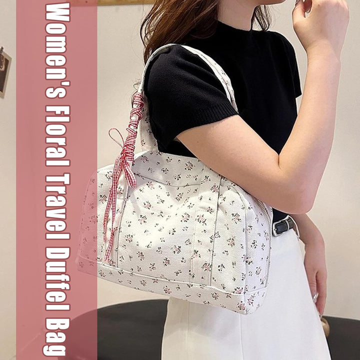 Torba Duffle – Duża torba weekendowa z płótna z akcentami w postaci wstążki – Floria