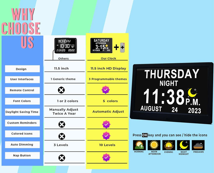 11,5-calowy cyfrowy kalendarz dzienny z 19 przypomnieniami – Claryon