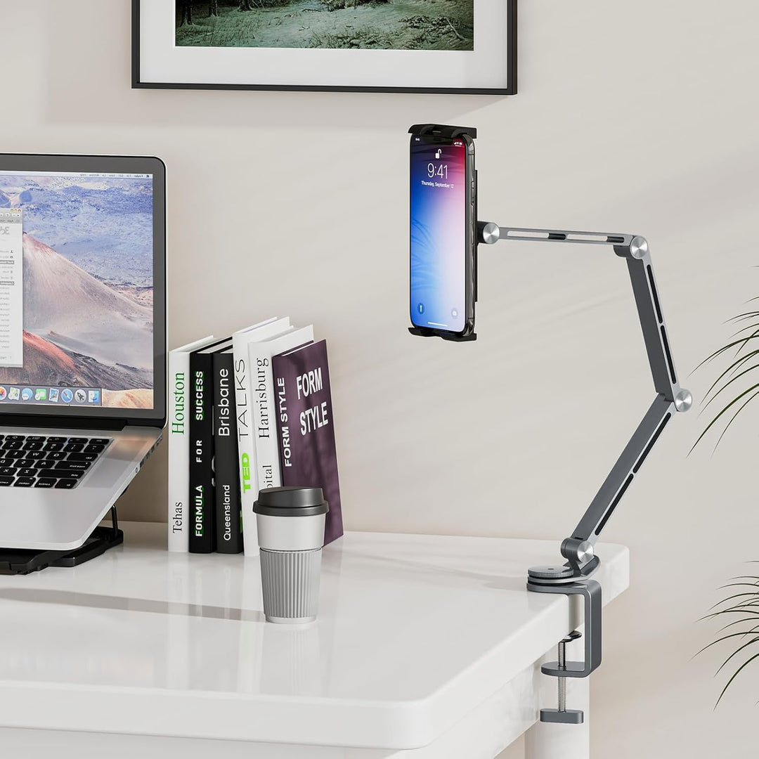 Regulowany uchwyt na tablet z aluminium z obrotem 360° – Movaro