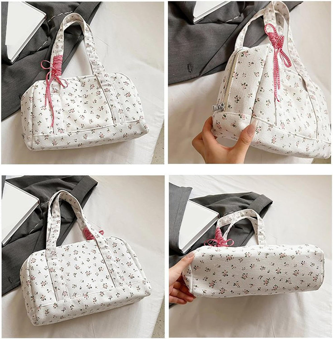 Torba Duffle – Duża torba weekendowa z płótna z akcentami w postaci wstążki – Floria