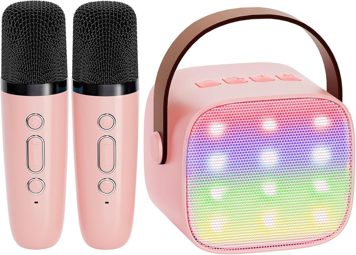 Przenośna mini maszyna karaoke z głośnikiem Bluetooth i 2 bezprzewodowymi mikrofonami – Veylo