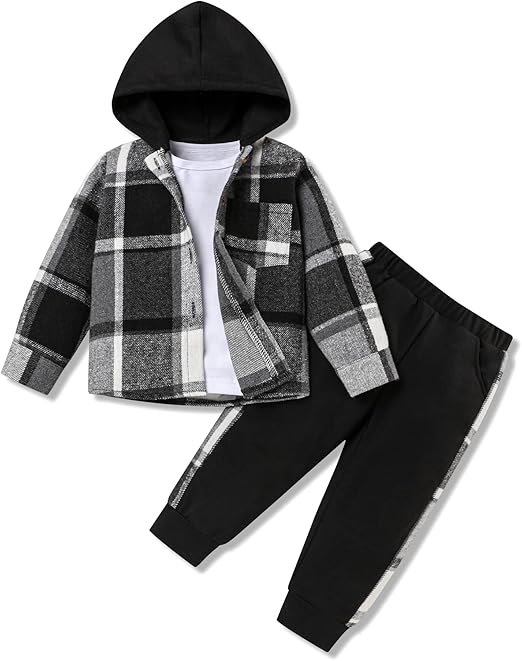 Stylowy 3-częściowy strój dla malucha Flanelowa koszula