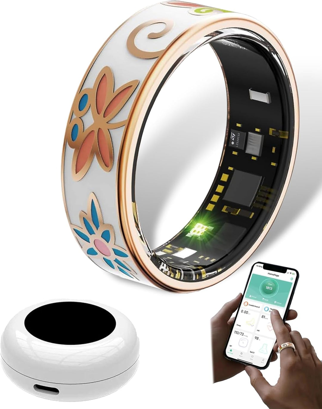 Smart Enamel Wellness Ring – Fitness i śledzenie snu dla iOS i Android – Aurina